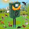 Front. Yardgrace - Solar Ultrasonic Animal Repeller, Motion-Activated with Flaming Eyes, Waterproof for Yard, Repel Dogs, Cats, Raccoons - Green.