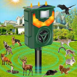 Solar Ultrasonic Animal Repeller, Motion-Activated with Flaming Eyes, Waterproof for Yard, Repel Dogs, Cats, Raccoons