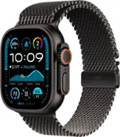 Apple Watch Ultra 2 (GPS+Cellular) 49mm Titanium Case with Black Titanium Milanese Loop - Small - Black (Verizon) - Angle_Zoom