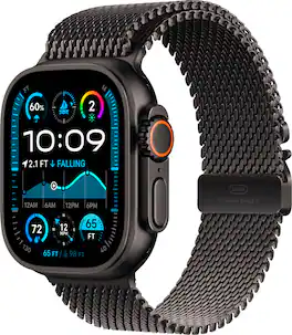 Apple Watch Ultra 2 (GPS+Cellular) 49mm Titanium Case with Black Titanium Milanese Loop - Medium - Black - (2024)