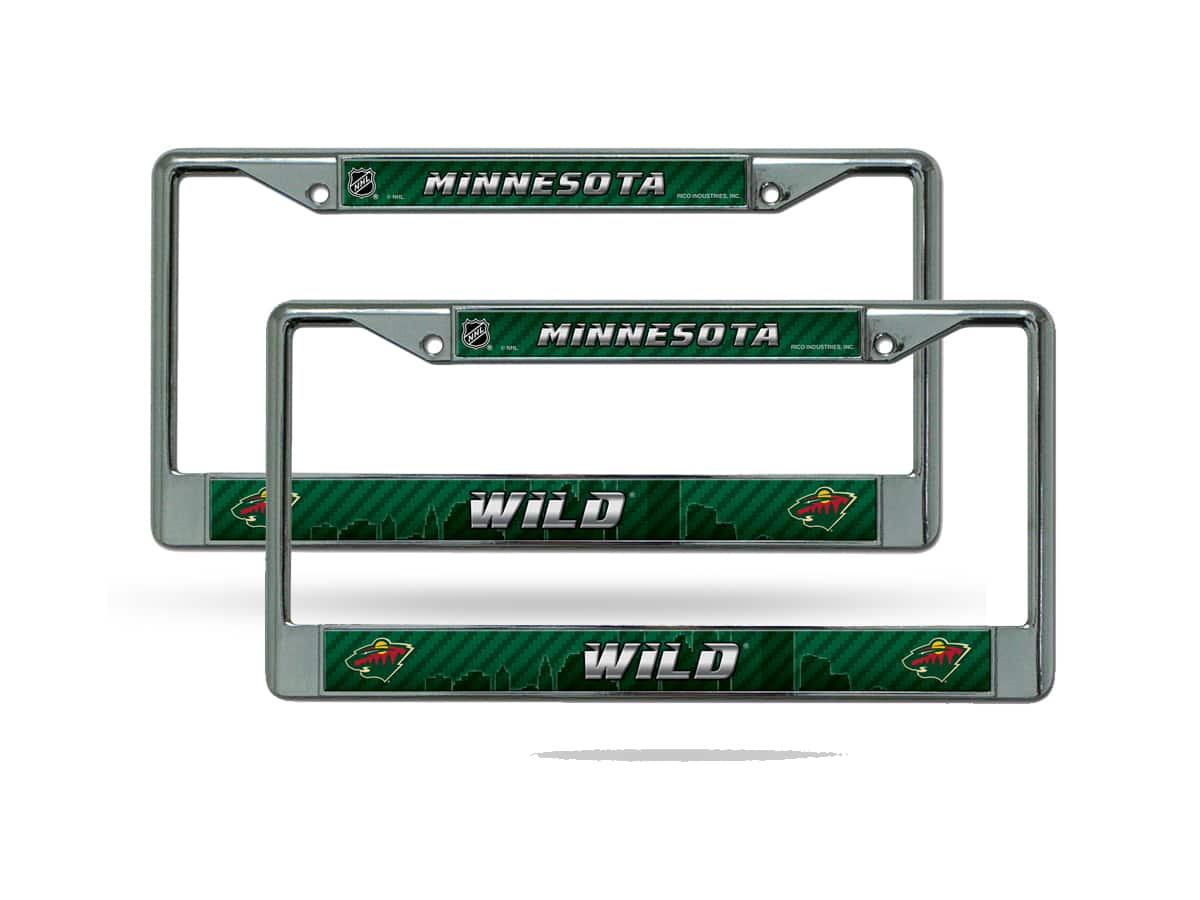 Rico Industries - Minnesota Wild NHL Chrome Metal Car License Plate Frame - Set of 2 Frames - Multi
