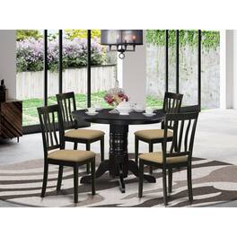East West Furniture - SHAN5-BLK-C 5 Pc Dining room set- Dinette Table and 4 Kitchen Dining Chairs - Black