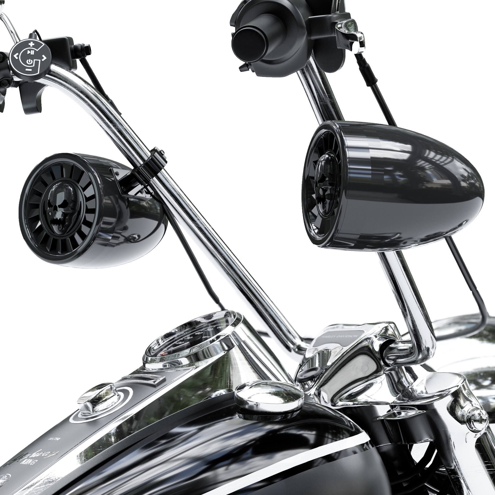 Angle. GoHawk - Bluetooth Motorcycle Speakers | 5" Waterproof Stereo System w/ Amplifier & USB | AS5‑X Black - Black.
