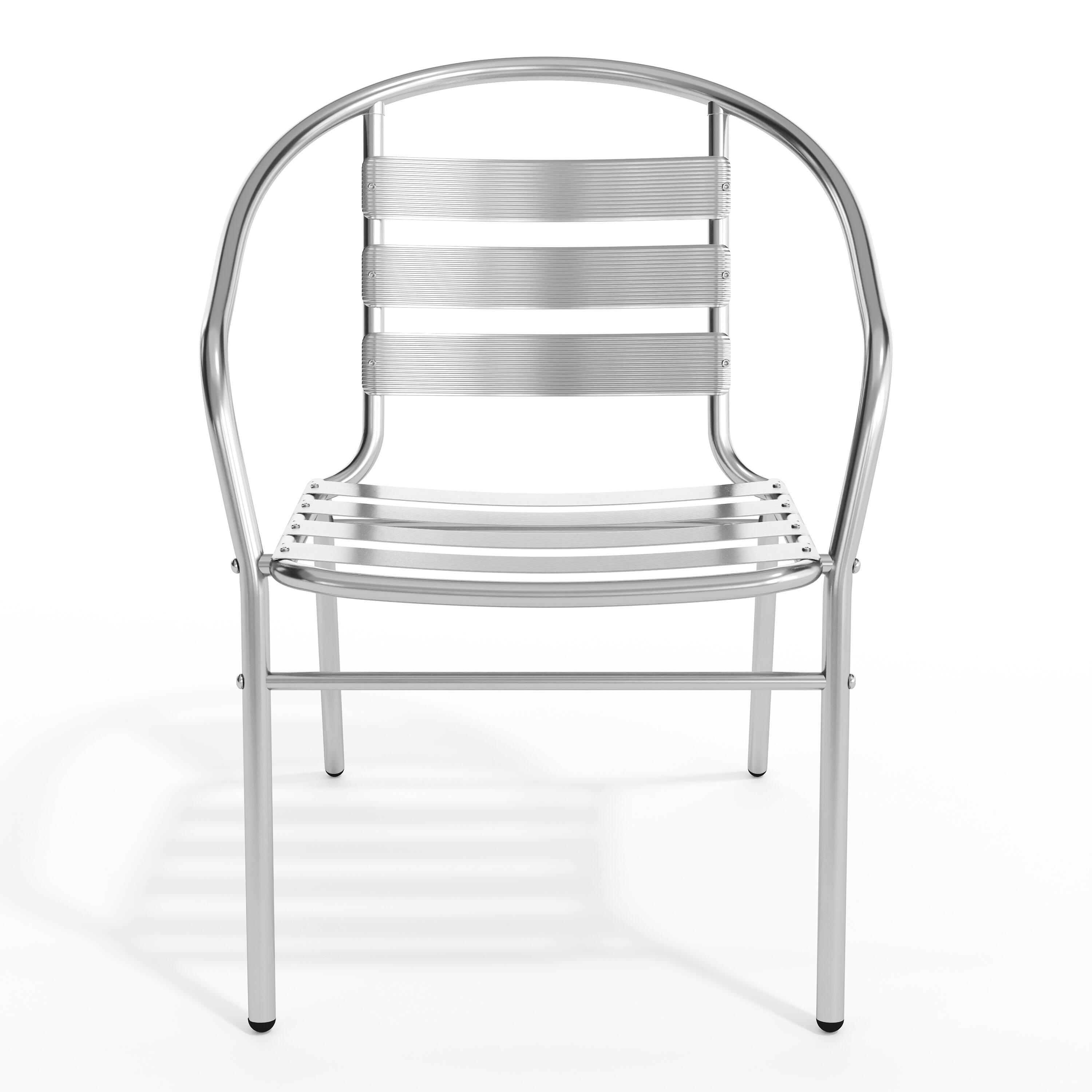 Alt View 9. Emma + Oliver - Aluminum Commercial Indoor-Outdoor Restaurant Stack Chair with Triple Slat Back - Aluminum.