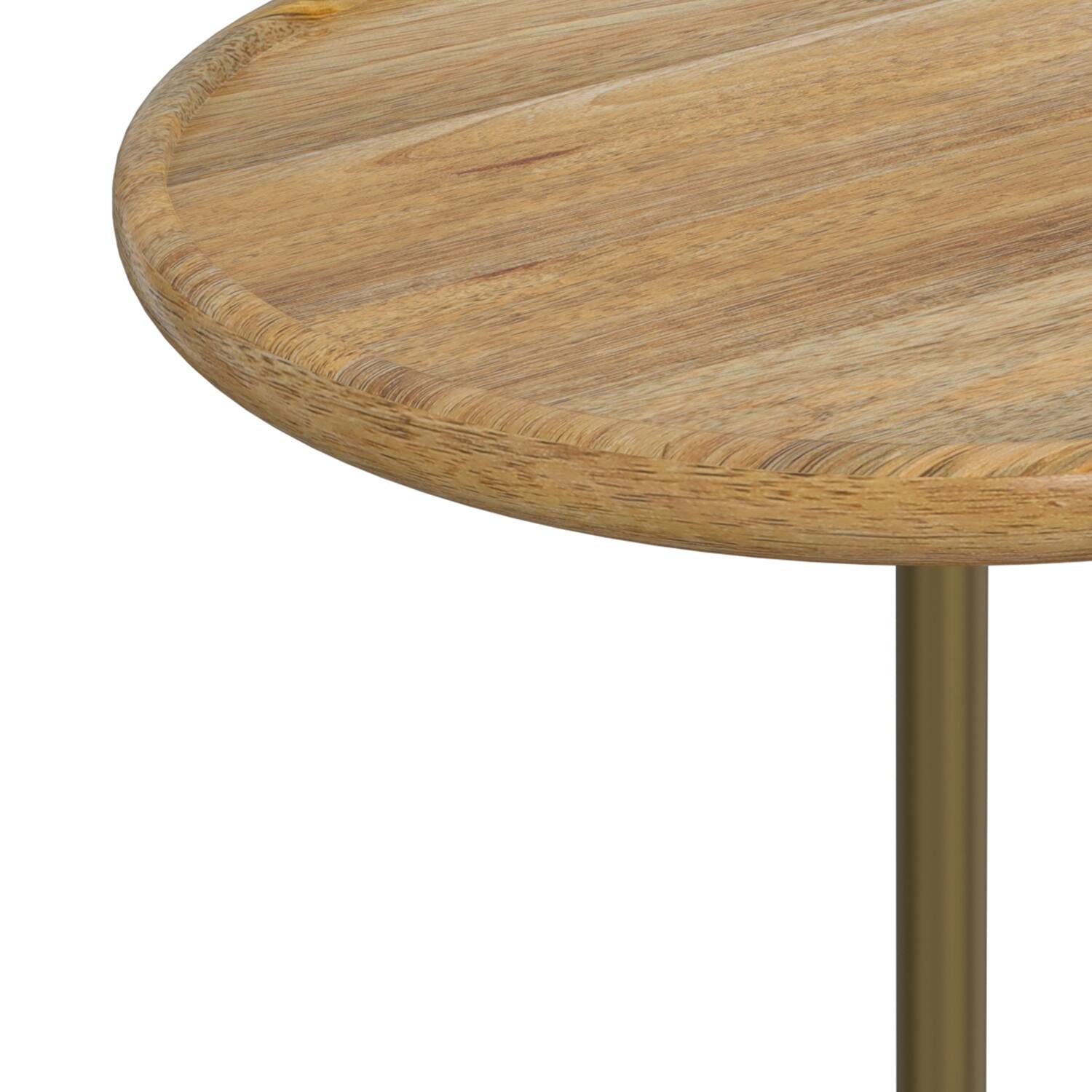 Alt View 5. Simpli Home - Turner 12 inch Wide Solid Mango/Genuine Marble/Iron Modern End Table in Natural/Antique Brass/White - Natural, Antique Brass.