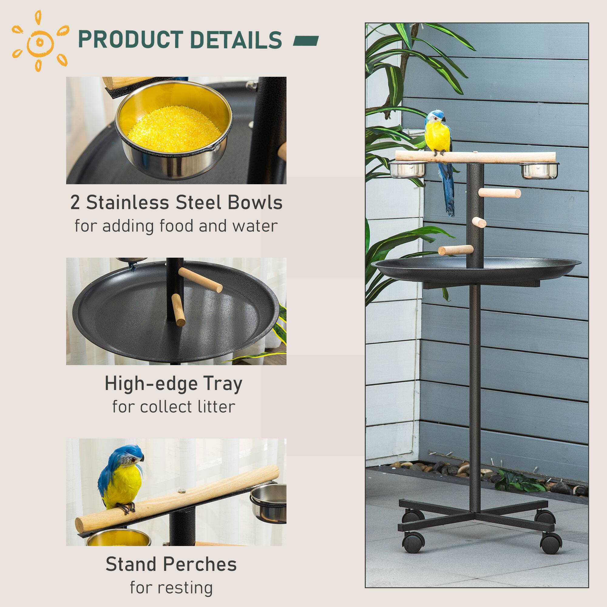 PRODUCT DETAILS

- 2 Stainless Steel Bowls for adding food and water
- High-edge Tray for collect litter
- Stand Perches for resting