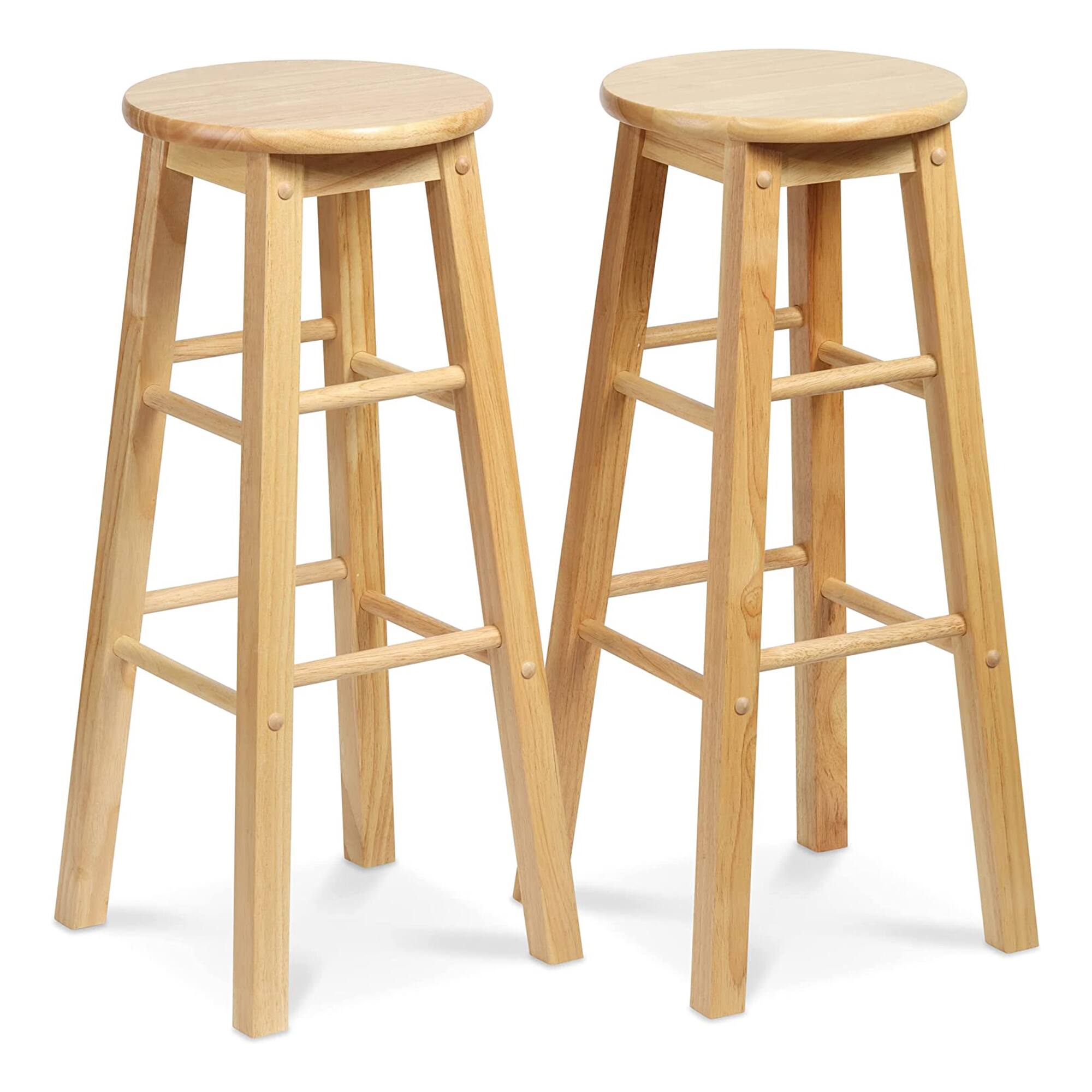 Alt View 1. PJ Wood - PJ Wood Classic Round Seat 29" Tall Kitchen Counter Stools, Natural (Set of 8) - Natural/Brown.