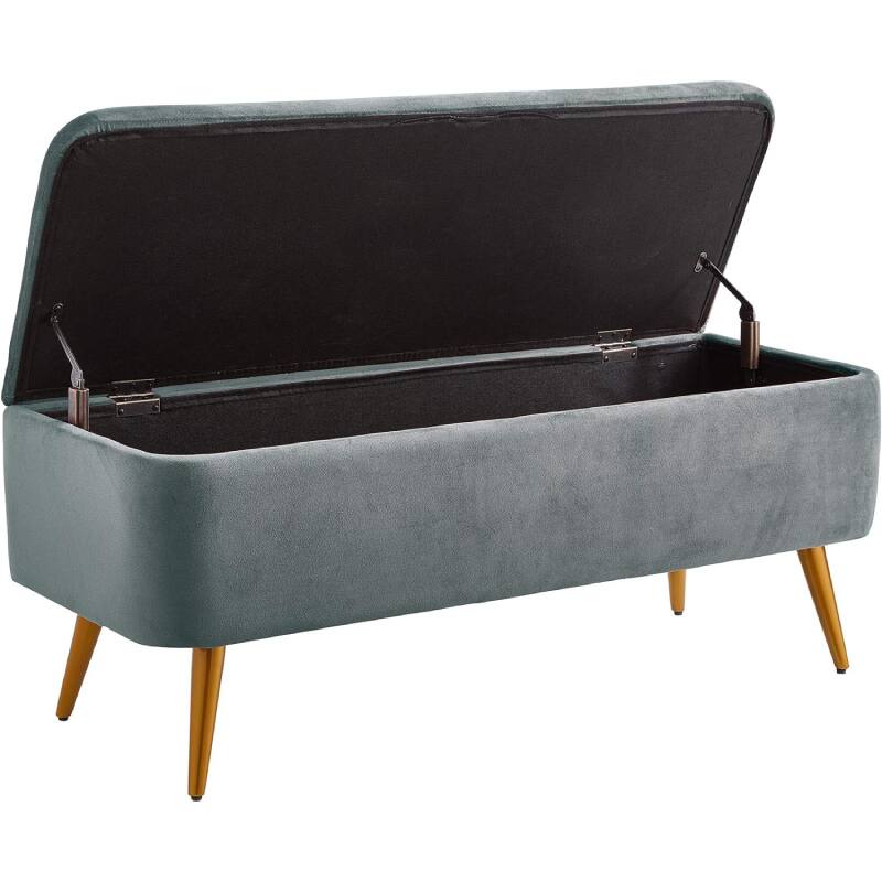 Alt View 1. Lumina Wise - Upholstered Metal Frame Ottoman Storage Bench - Gray.