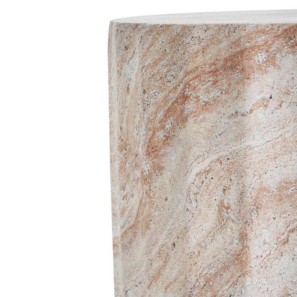 Alt View 6. Loheer - Loheer Lightweight Concrete Side Table Travertine Finish Indoor Outdoor Cylinder Accent Table - Travertine.