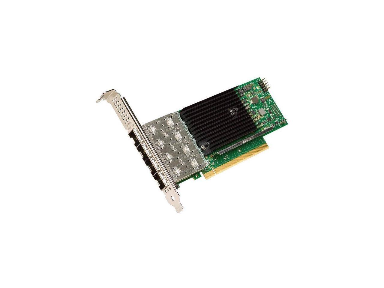 Front. Intel - Intel Ethernet Network Adapter E810-XXVDA4 (Low Profile) - Increase port density and optimize workload performance - Black.