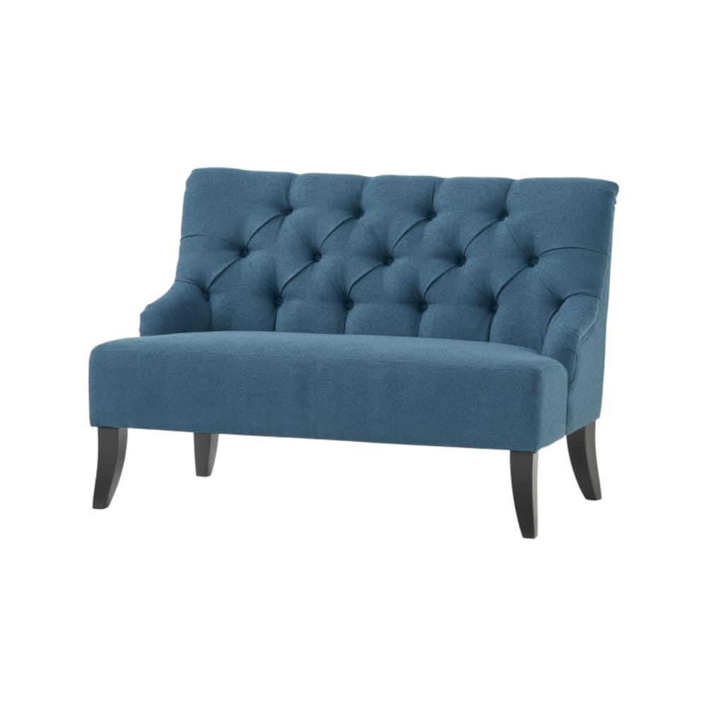 Front. Electra Tech Xpress - TUFTED BACKREST MID-CENTURY LOVESEAT SOFA - Dark Blue.