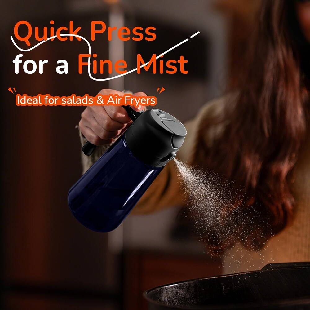 Schertz - 16oz Blue Glass Olive Oil Sprayer & Dispenser – Black for Cooking & BBQ