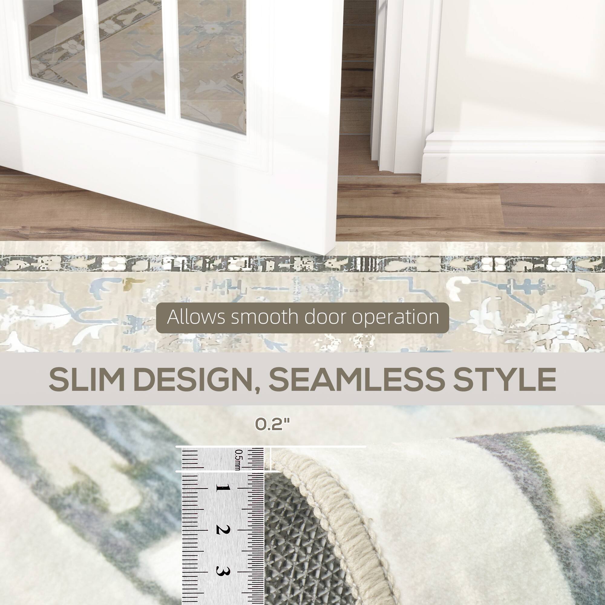 Allows smooth door operation, SLIM DESIGN, SEAMLESS STYLE, 0.2", 0.5mm, 1, 2, 3