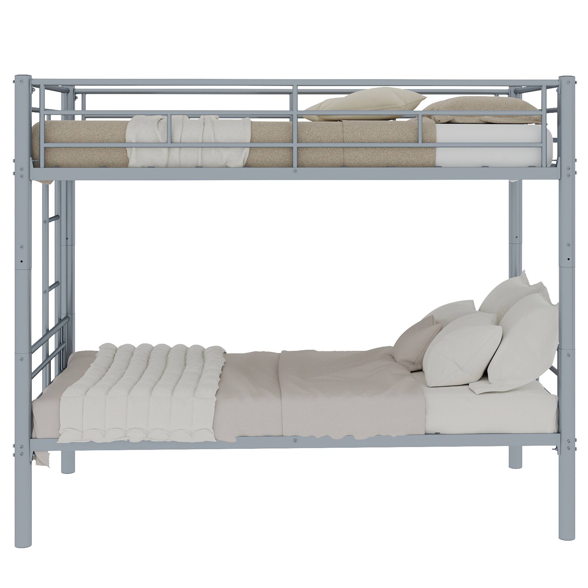 Alt View 9. Loheer - Loheer Convertible Twin Bunk Bed Frame Heavy Duty Metal Silver Space Saving Detachable Beds 400 Lbs Capacity - Silver.
