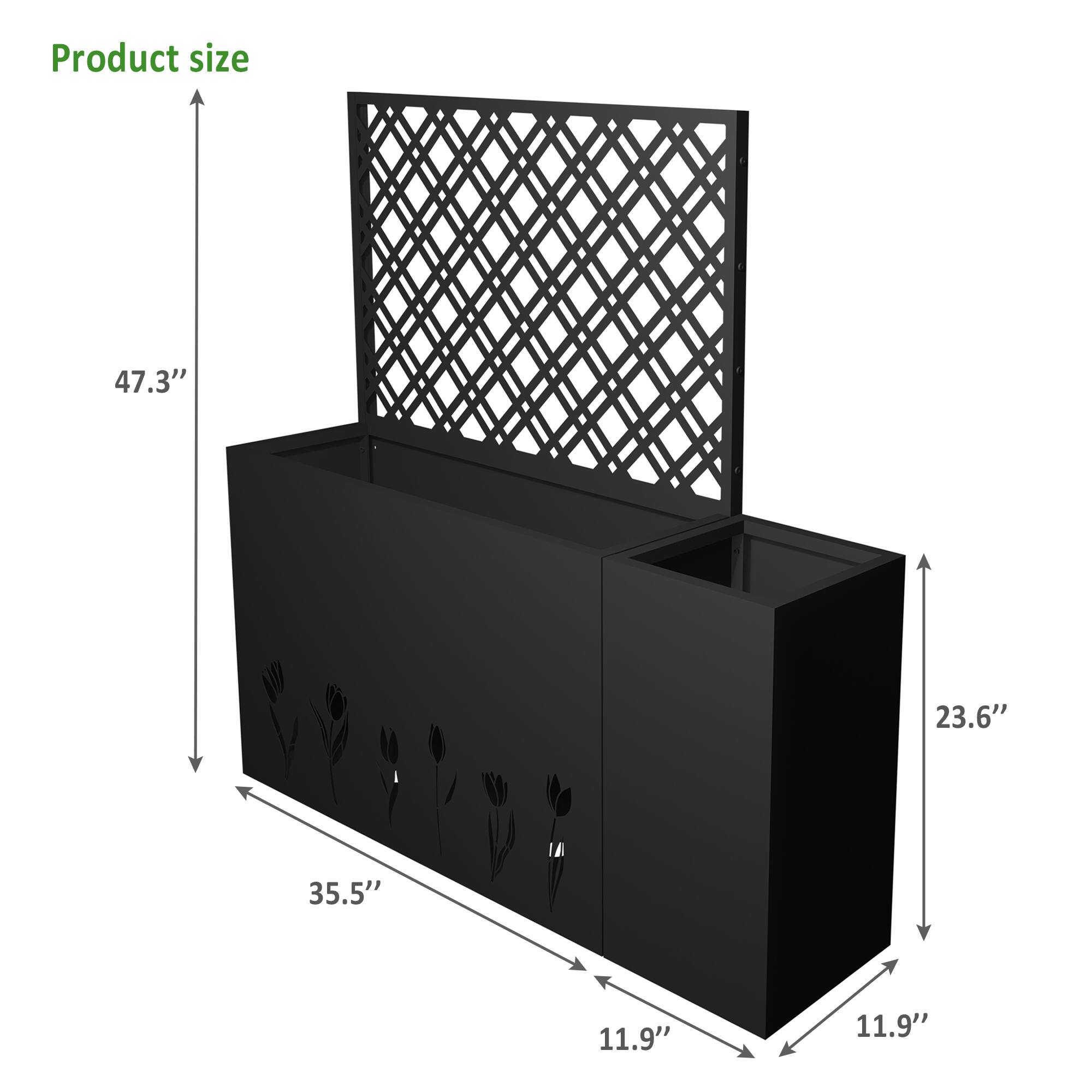 Product size: 47.3" x 23.6" x 35.5" x 11.9" x 11.9"
