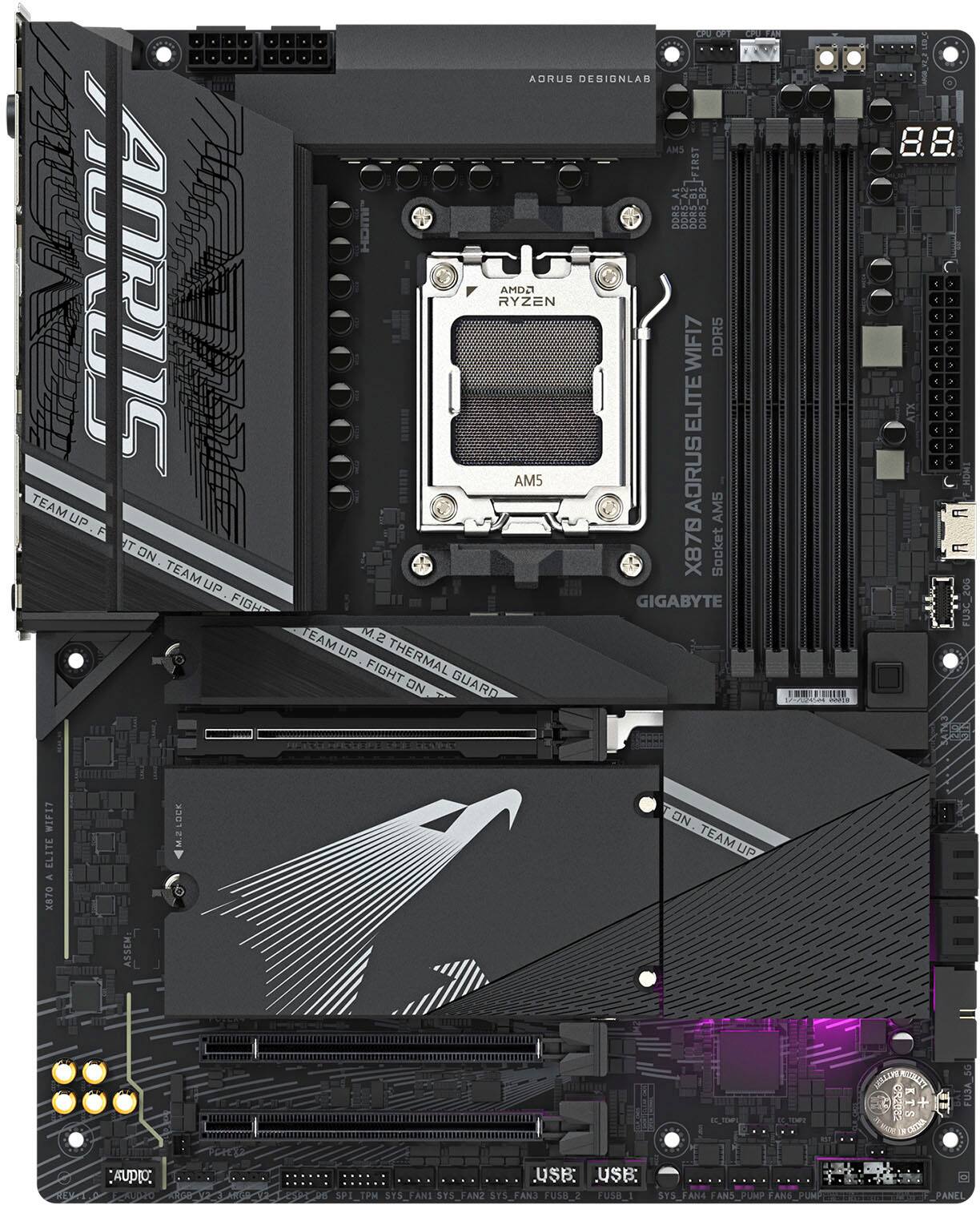 GIGABYTE - X870 AORUS ELITE WIFI7 (Socket AM5) AMD X870 ATX DDR5 Wi-Fi 7 Motherboard - Black