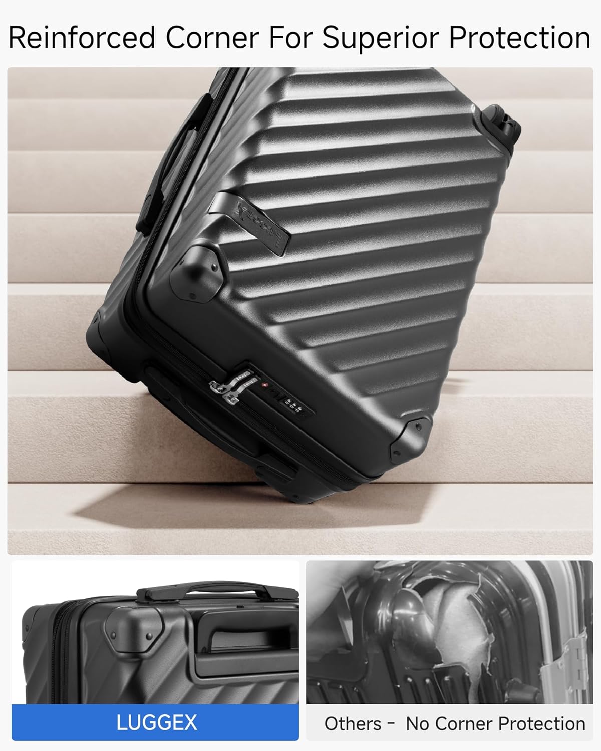 LUGGEX 20 Inch Carry On Luggage Expandable Airline Approved PC