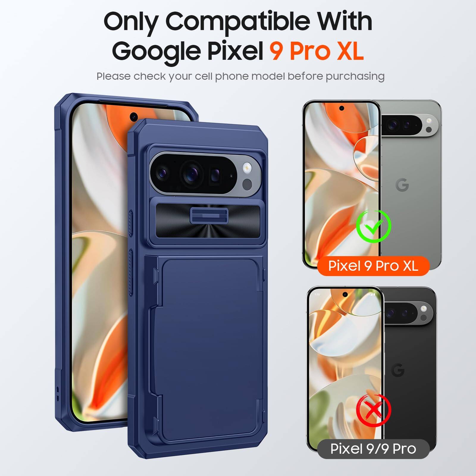 Left. Jadie Link - Cenmaso Pixel Pro Case Card Holder Cards Sliding Camera Cover Kickstandrfid Blocking Drop Protection Tpu Edge Wallet - Black+Dual Kickstand-Pixel 10 Pro Fold Case.