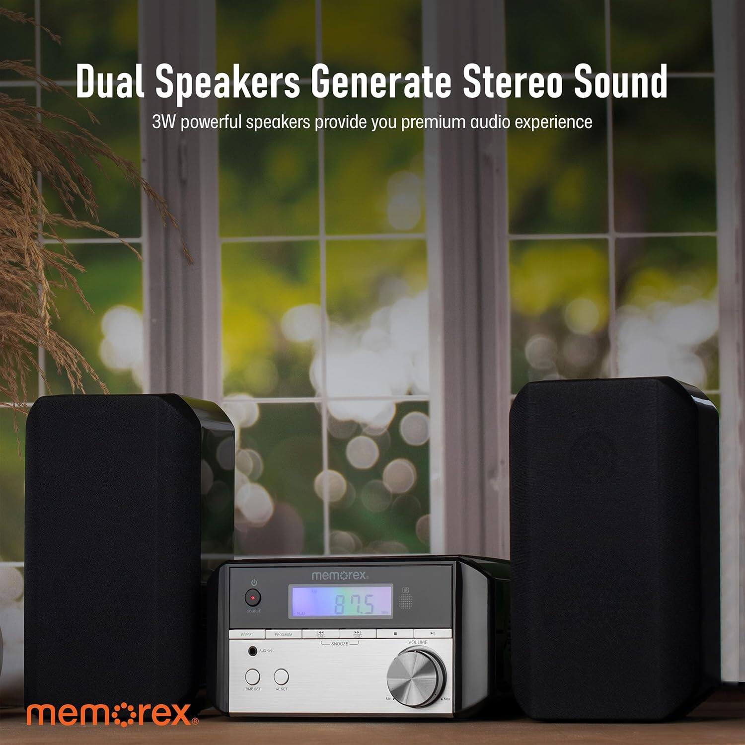 Memorex MCD200 Bluetooth CD Micro System with FM Radio Black