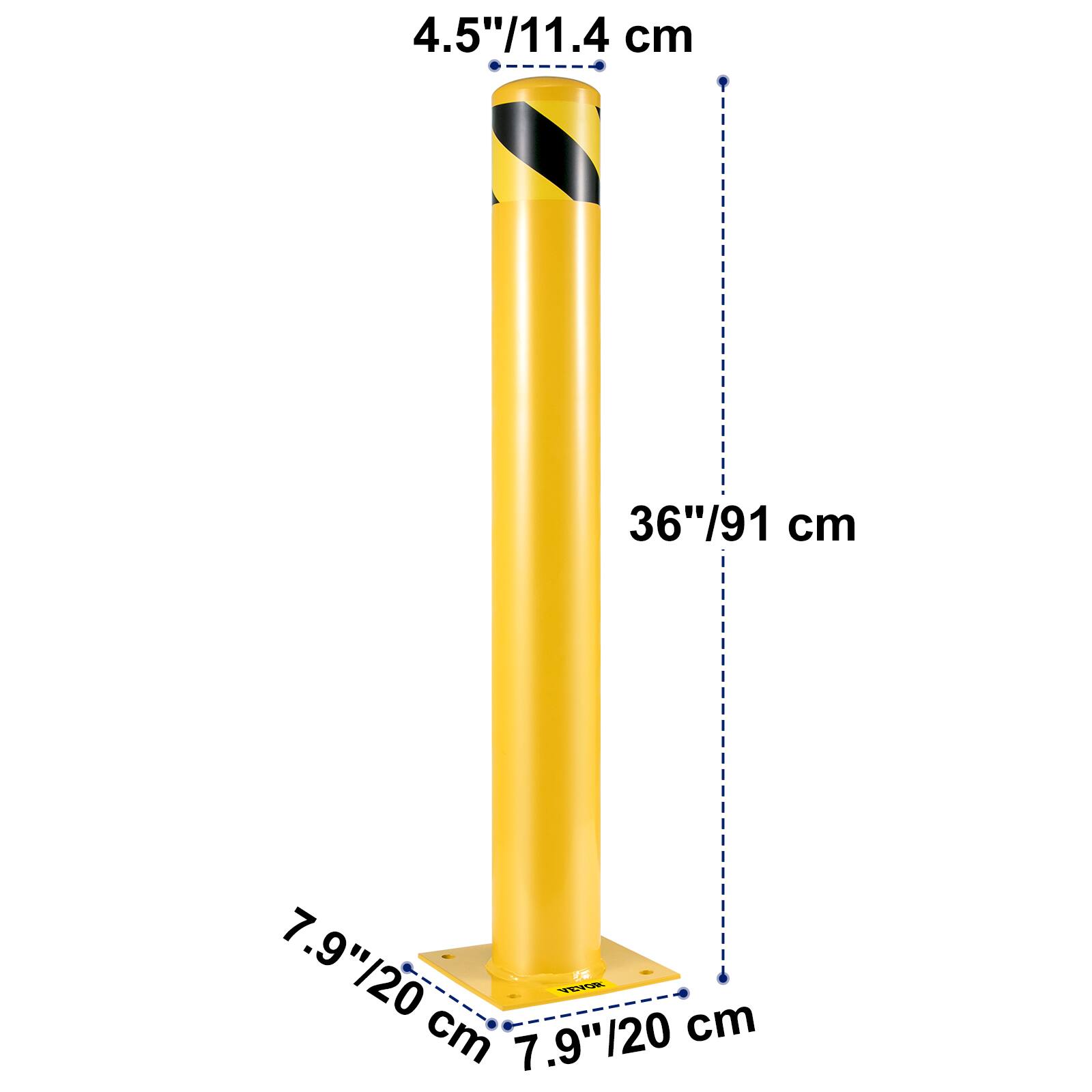 4.5" / 11.4 cm  
36" / 91 cm  
7.9" / 20 cm  
7.9" / 20 cm