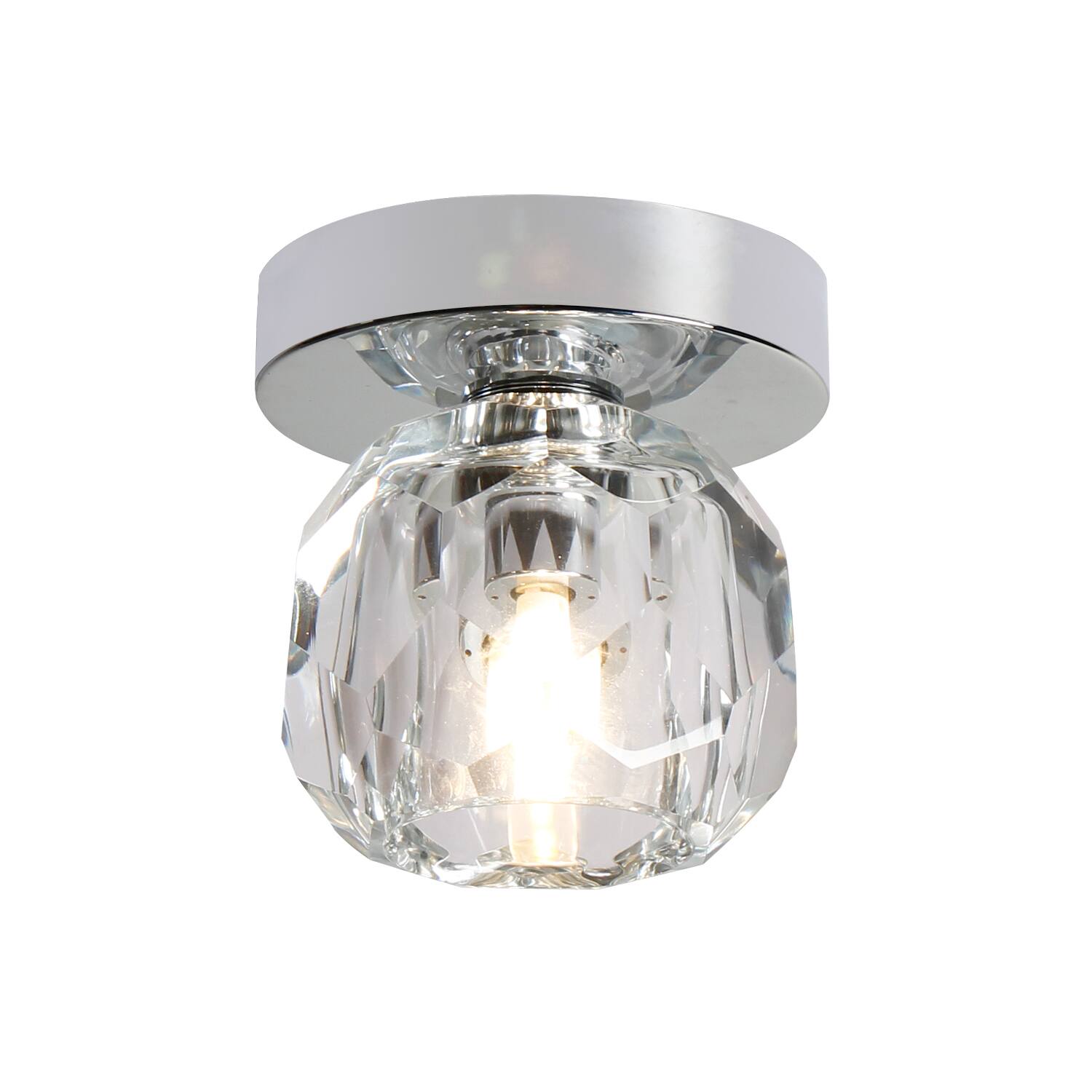 Umeiluce - 1-Light 4.7" Crystal Flush Mount Ceiling Light - Chrome