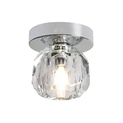 Front. Umeiluce - 1-Light 4.7" Crystal Flush Mount Ceiling Light - Chrome.