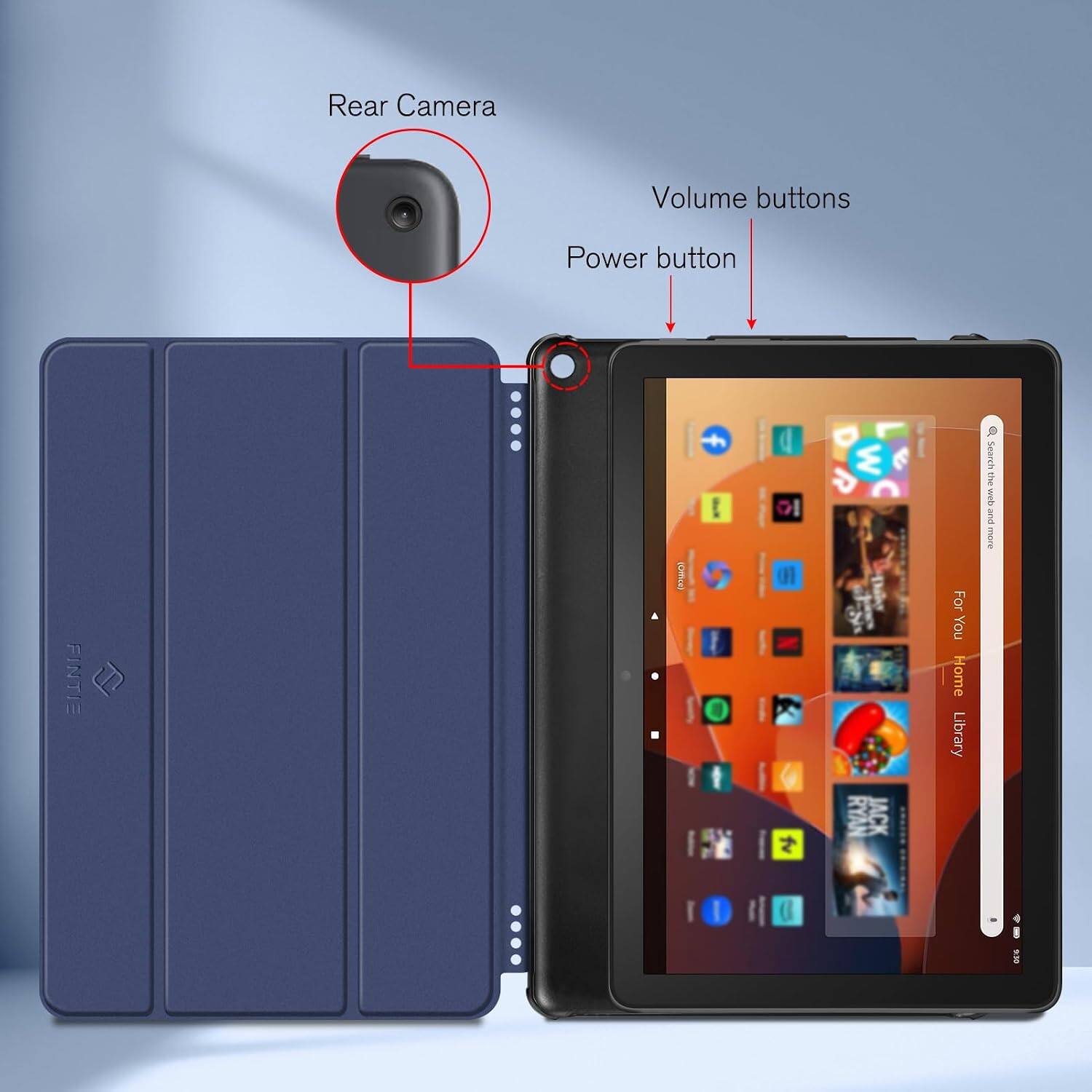 Rear Camera  
Volume buttons  
Power button  
FINTIE  
(Office)  

I  

W RYAN JACK  
For You Home Library  
Search the NISW and more  
9:58