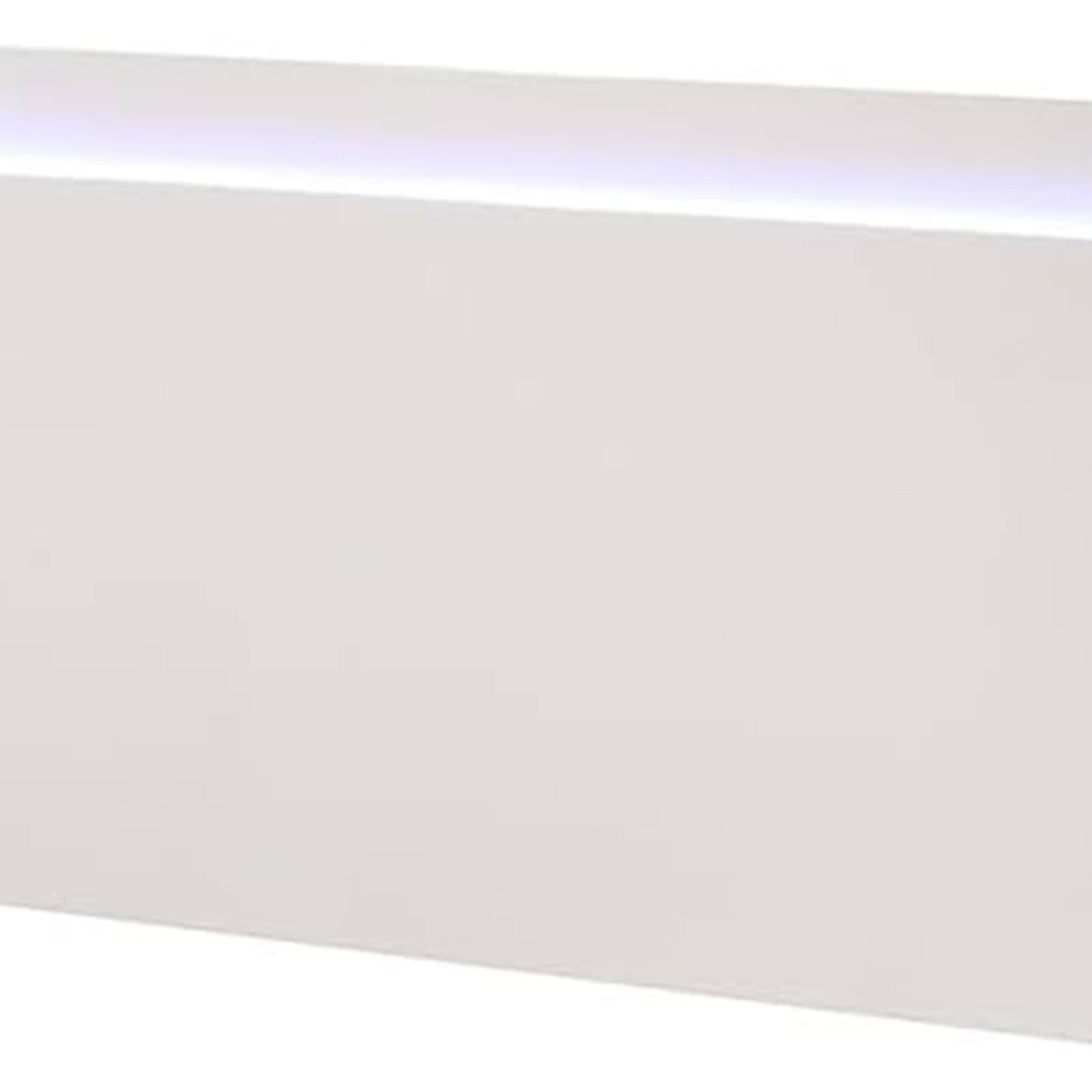 Alt View 1. Manhattan Lane - Suni Queen Size Bed w LED on Headboard, White Wood Frame, Chrome Legs - White, Chrome Silver.
