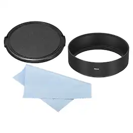 Unique Bargains - 72mm Standard Focus Frosted Anti-reflective Lens Hood with Cap/Cloth for Nikon/Fuji/Pentax/Leica - Black