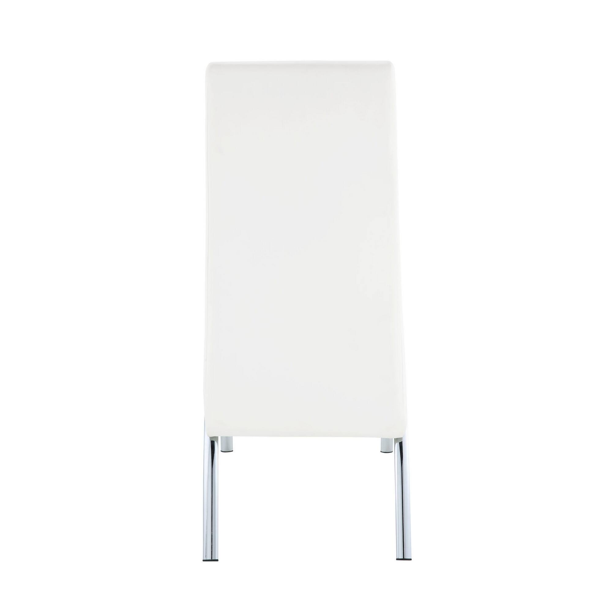 Alt View 2. Manhattan Lane - Polyurethane Upholstered Metal Side Chair, Set of 2 - White and Silver.