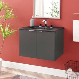 Modway - Maybelle Wall-Mount Bathroom Vanity Basin Included - Gray Black