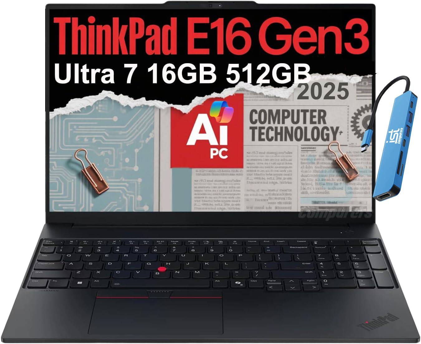 Lenovo - ThinkPad E16 Gen 3 16" WUXGA Laptop - AI PC - Intel Core Ultra 7 with 16GB Memory - 512GB SSD - Windows 11 Pro - Black