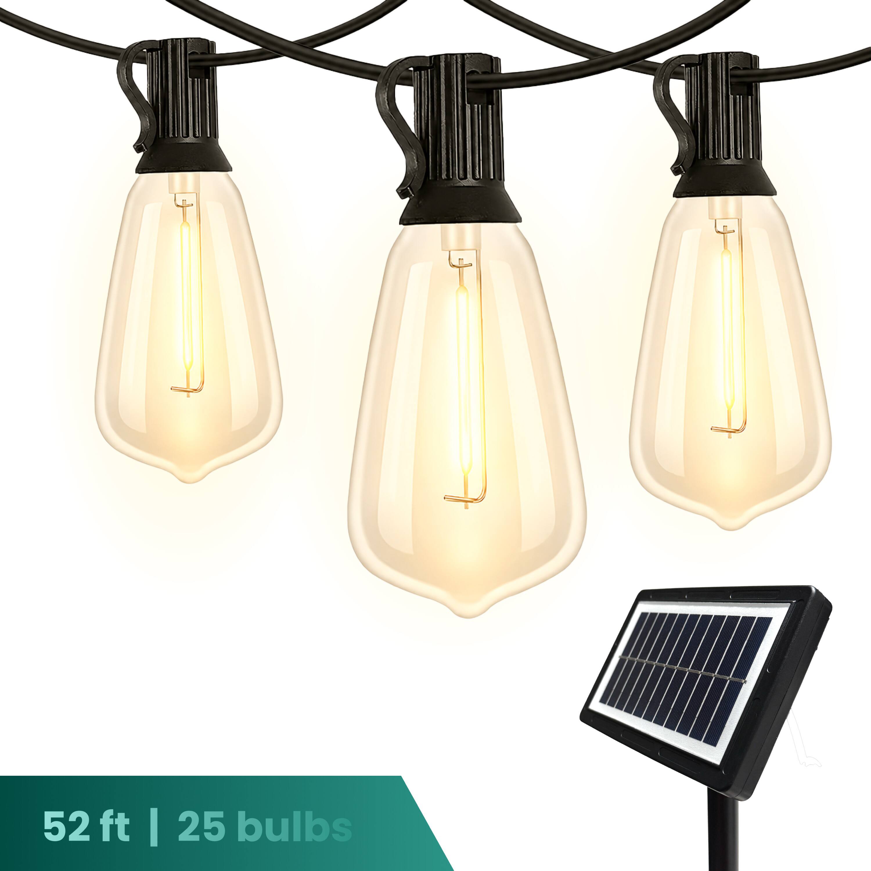 Front. Techko - Solar 25-Bulb LED String Lights - 52ft w/ USB Charging.