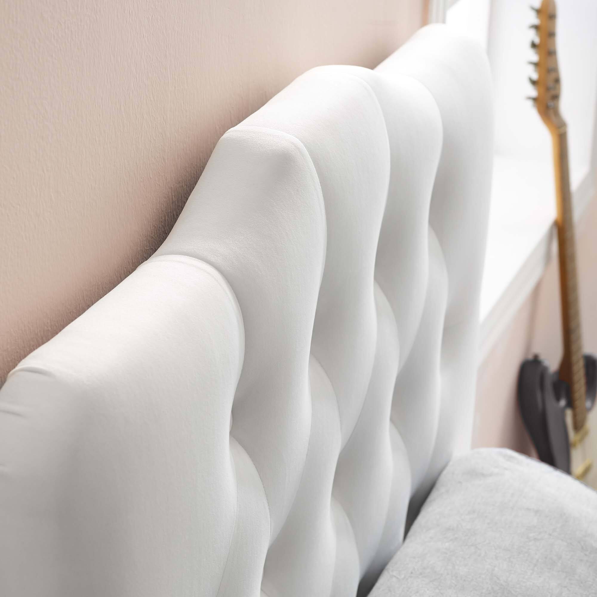 Alt View 3. Modway - Annabel Diamond Tufted Performance Velvet Twin Headboard by Modway - White.