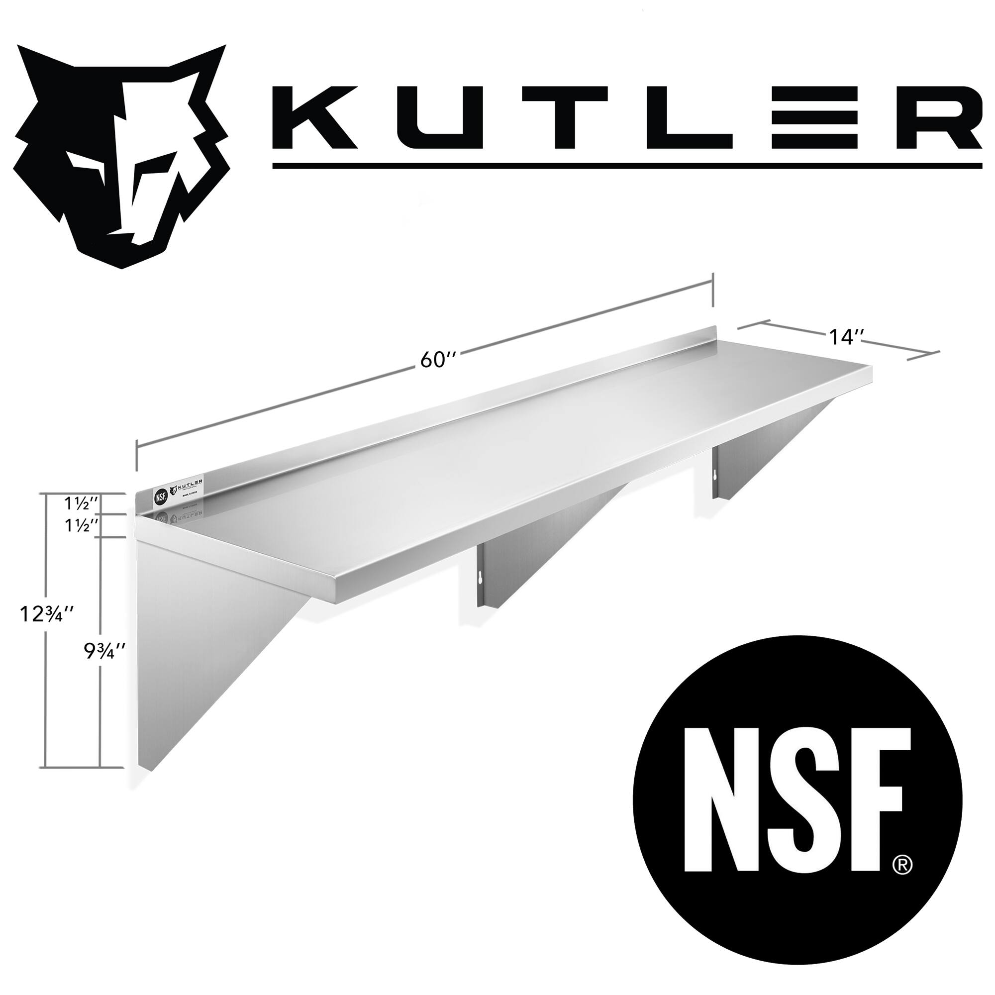 KUTLER  
60" 14" 1½" ½" T 6  
CenTe 12¾" 9¾"  
NSF