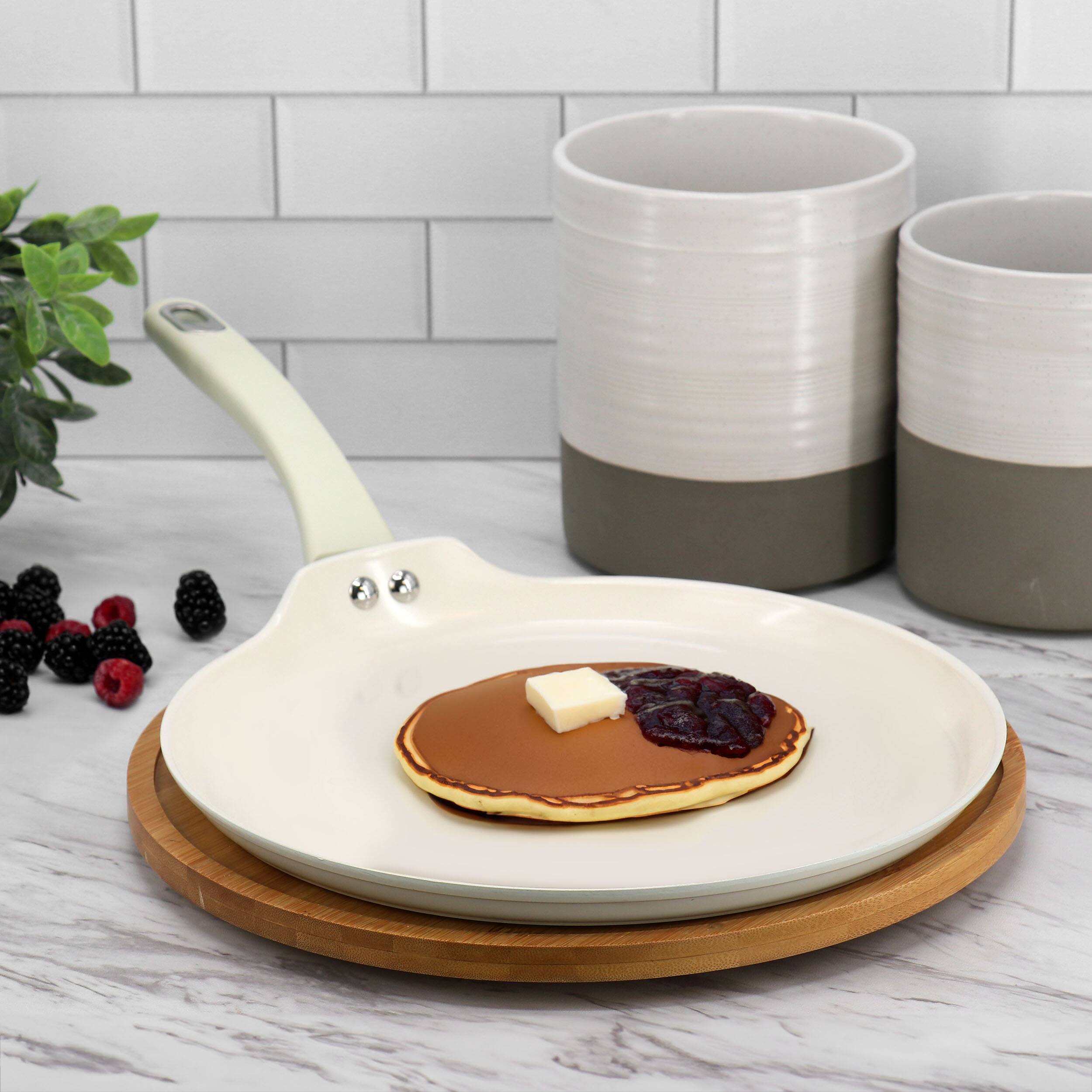 Alt View 4. Martha Stewart - Martha Stewart Everyday Rexford 11 Inch Ceramic Nonstick Aluminum Pancake Pan in Linen - Linen.