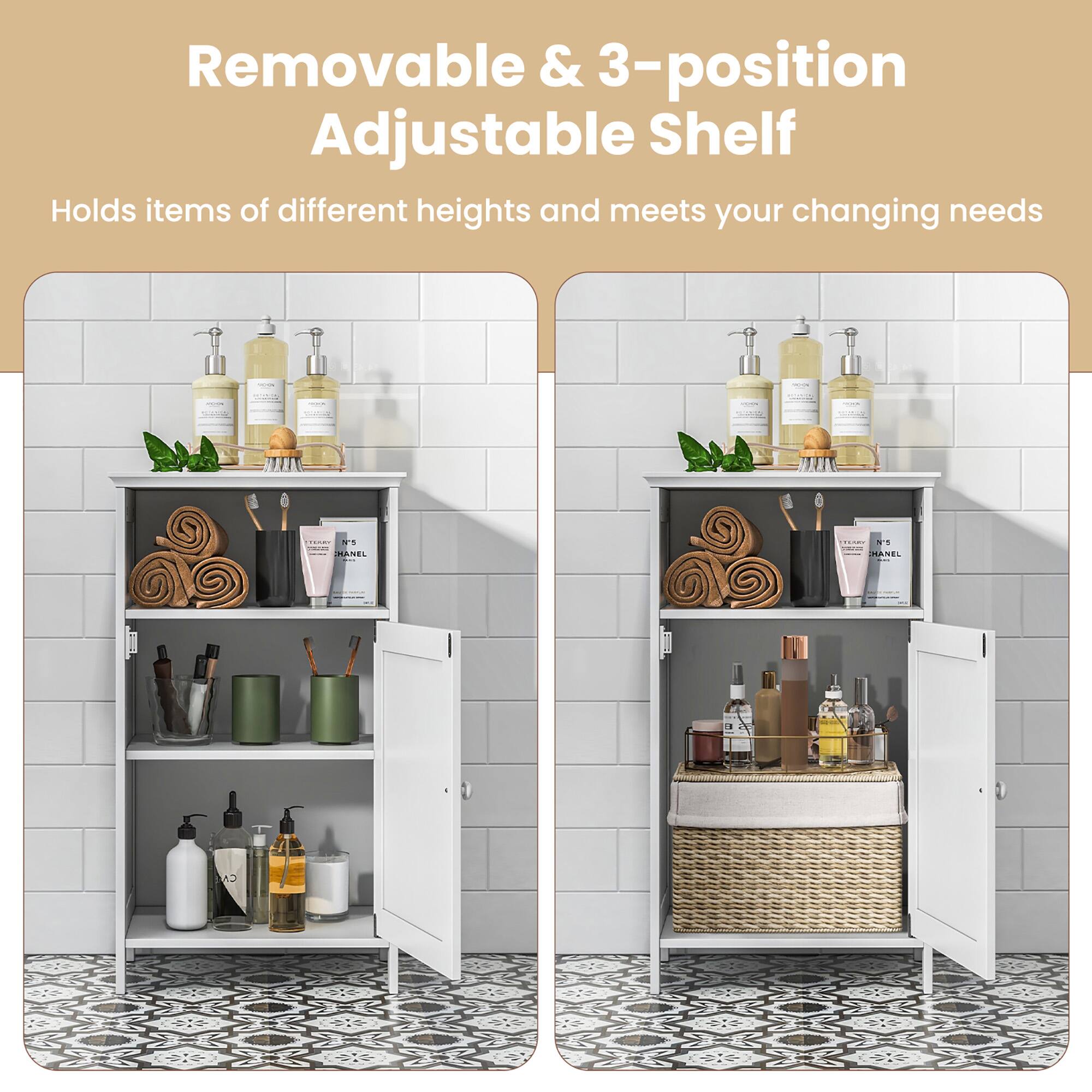 Removable & 3-position Adjustable Shelf

Holds items of different heights and meets your changing needs