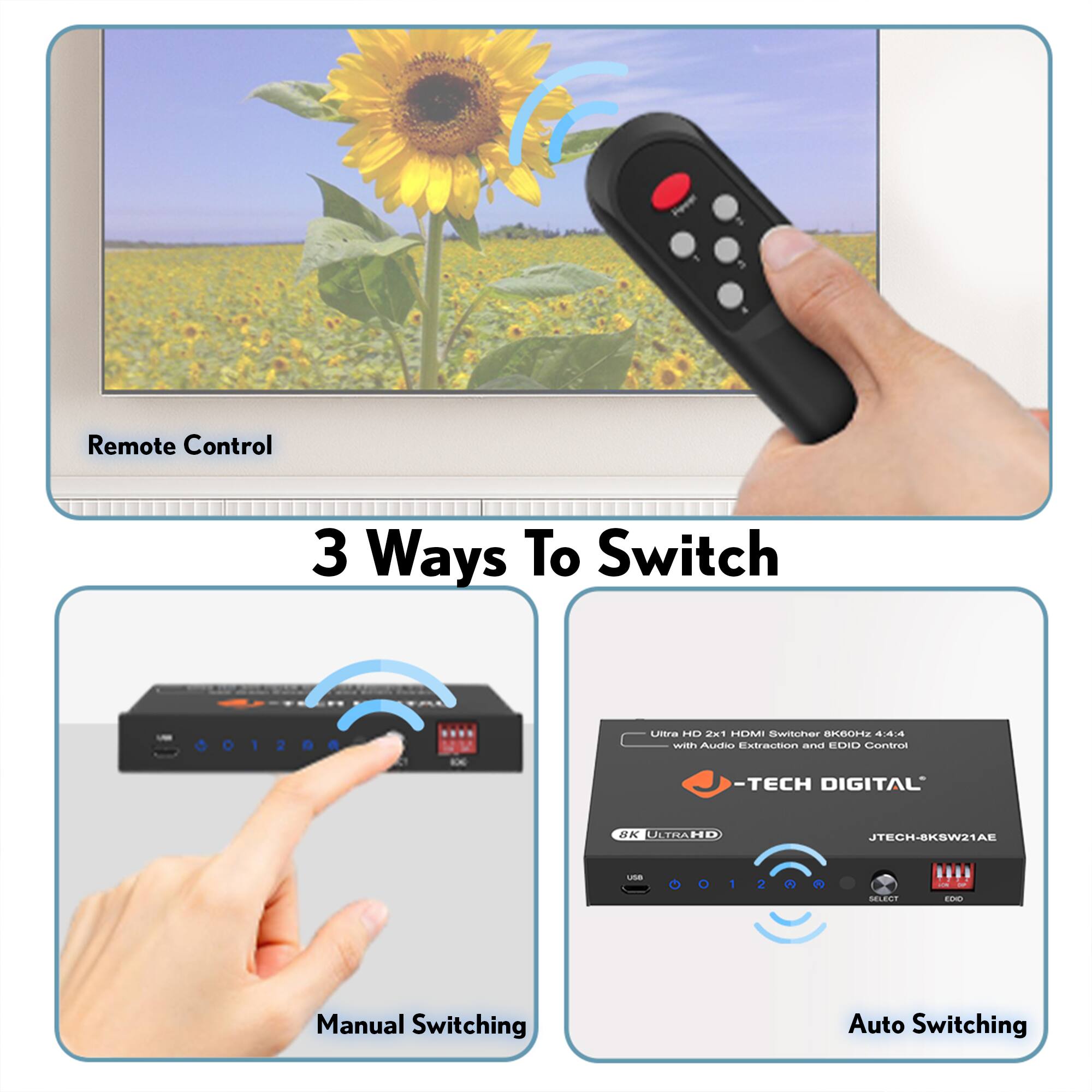 Remote Control

3 Ways To Switch

Manual Switching

Auto Switching