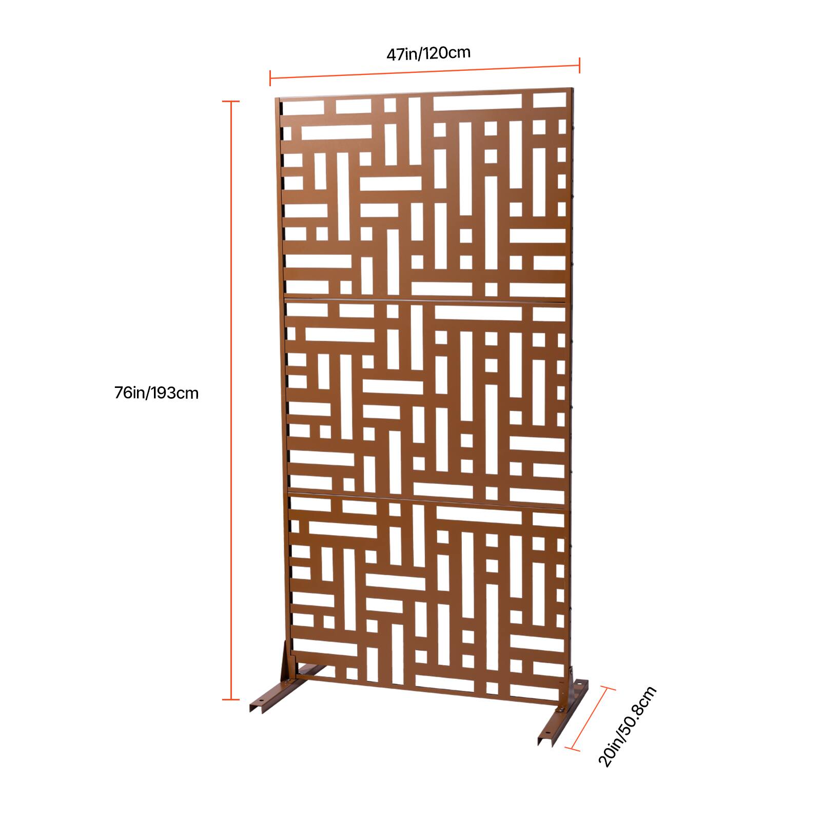 47in/120cm  
76in/193cm  
20in/50.8cm