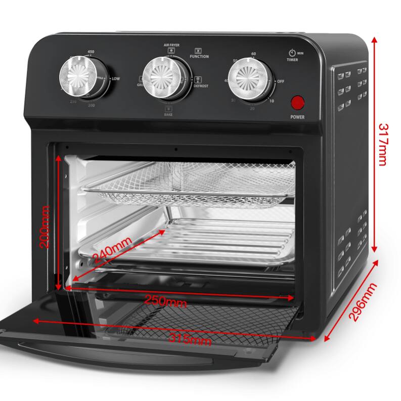 450 ARR FRVER + B FUNCTION do 60 MIN TIMER LOW GA DEFROST 4 OFF 200mm 230 200 BAKE 240mm 250mm 315mm 3 20 10 d POWER 31 317mm 296mm