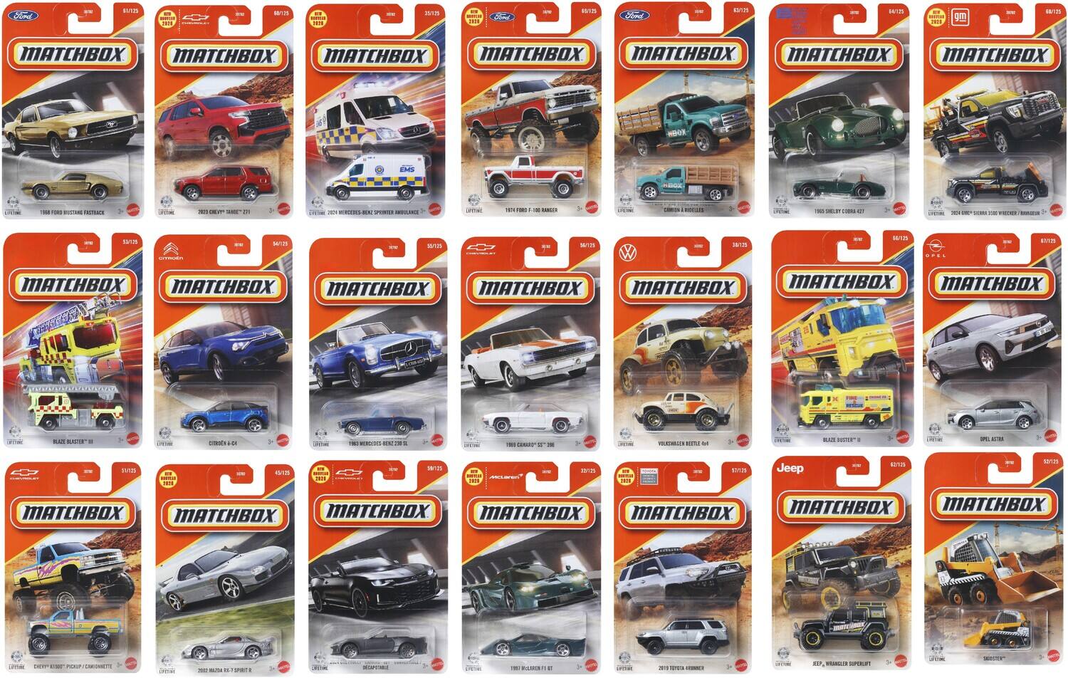 Mattel - Matchbox 1:64 Basic Car Collection 24-Piece G Assortment - COLLECTIBLES - Multicolor