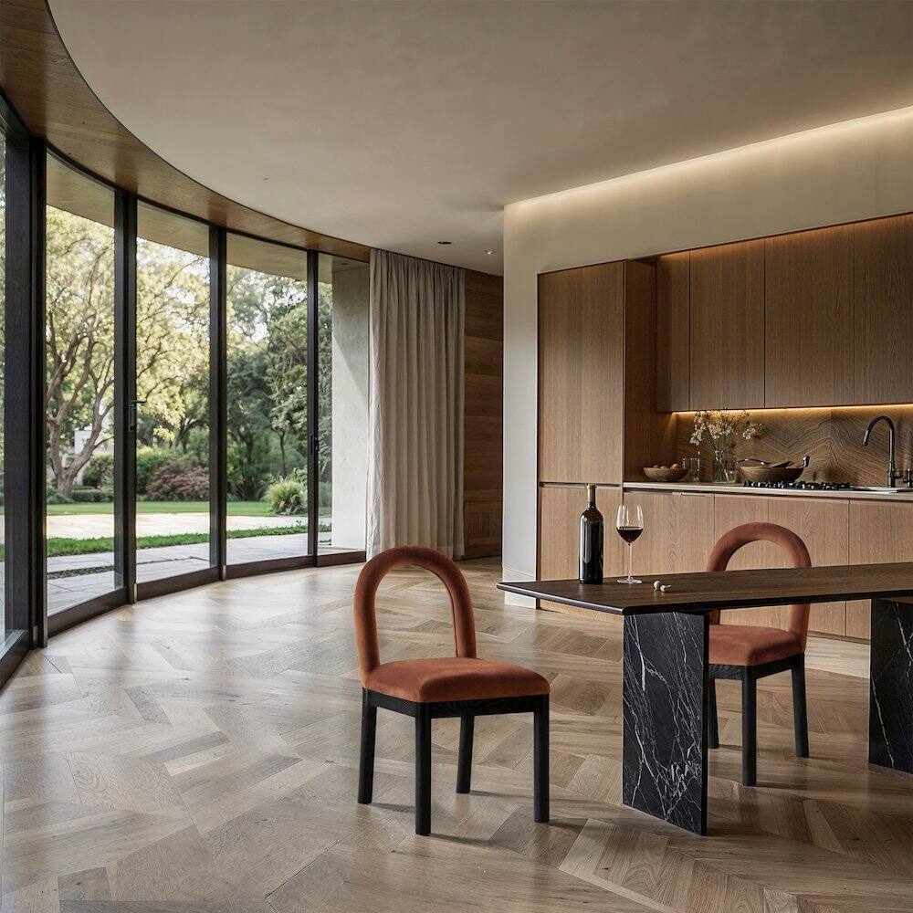 Alt View 1. Meridian Furniture - Conrad Cognac Velvet Dining Chair - Brown.