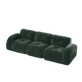 Boyel Living - 110 Inch Boneless Modular Sectional Sofa Velvet Tufted 32D Foam No Assembly Anti Slip For Study Home Theater - Green