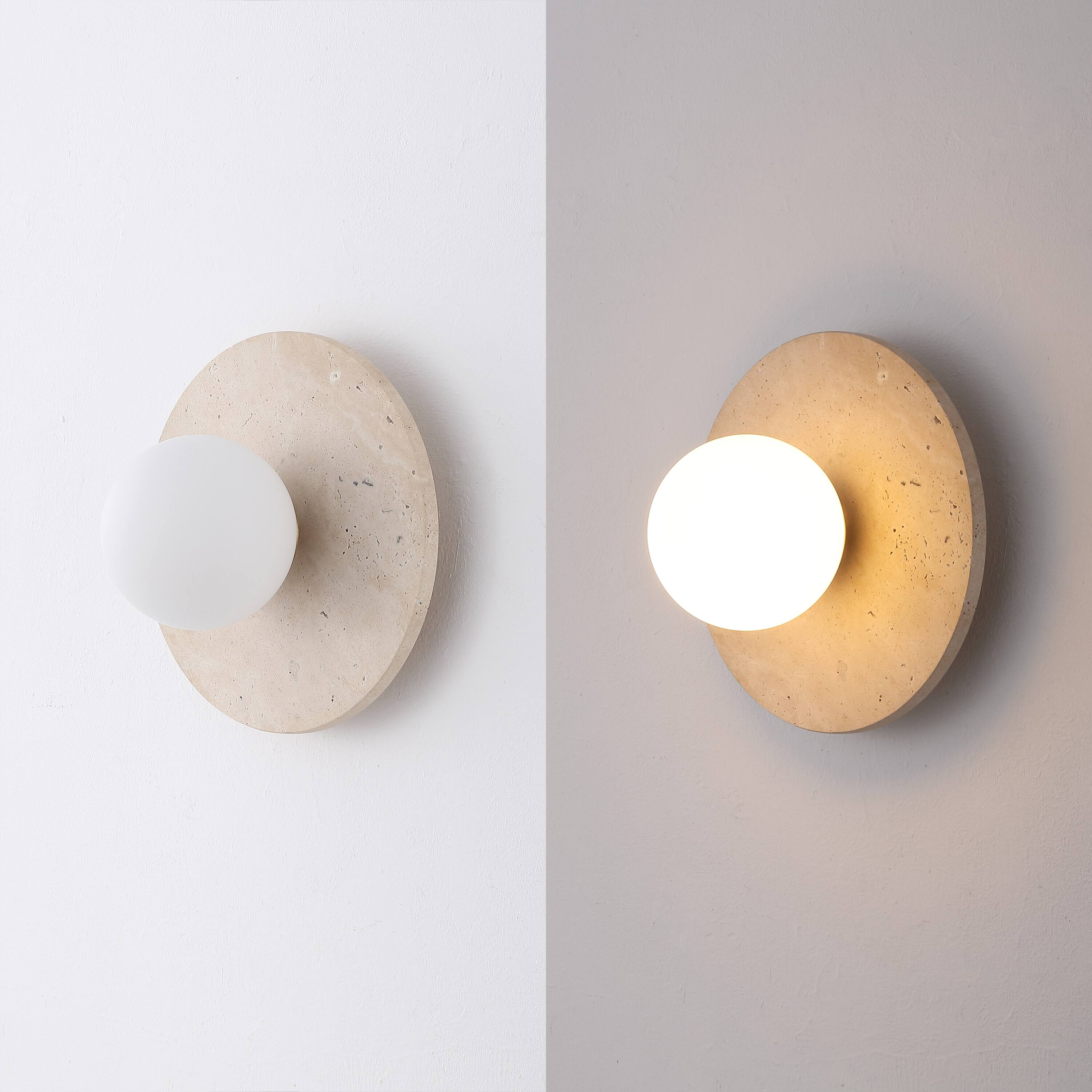Alt View 5. Jonathan Y - Tivoli 9.75" Modern Minimalist 1-Light Ovoid Travertine LED Wall Sconce, Light Brown - Light Brown/Brass Gold.