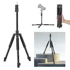Front. Neewer - 6.4ft Aluminum Photography Light Stand, 47-195cm Reversible Tripod for Strobe, Softbox, Phone, 4.4lb Load.