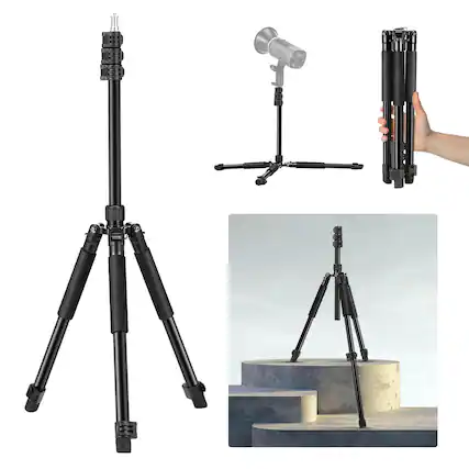 Front. Neewer - 6.4ft Aluminum Photography Light Stand, 47-195cm Reversible Tripod for Strobe, Softbox, Phone, 4.4lb Load.