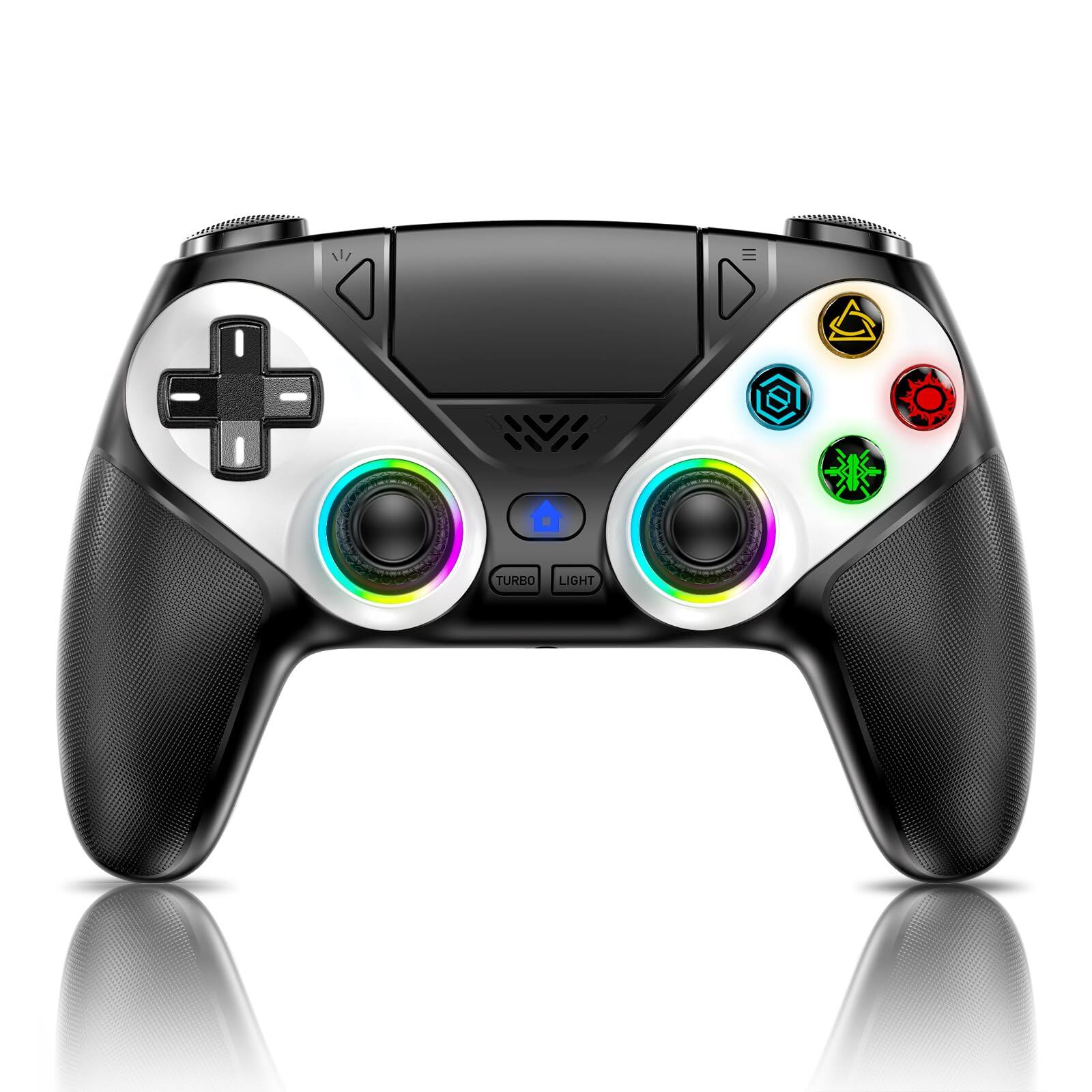 Dazzling Pops - led controller for ps5 with slim pc dual vibration macro turbo function audio jack axis motion contro - Black