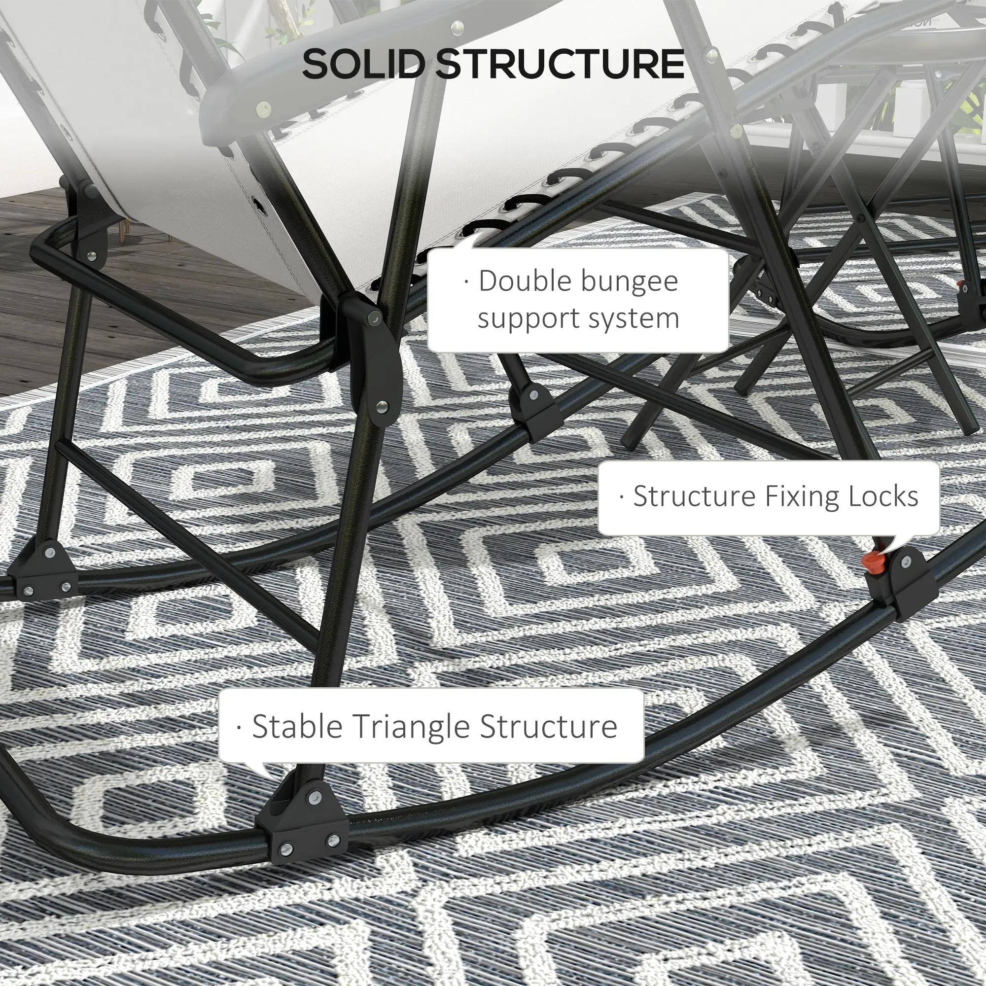 SOLID STRUCTURE

- Double bungee support system
- Structure Fixing Locks
- Stable Triangle Structure