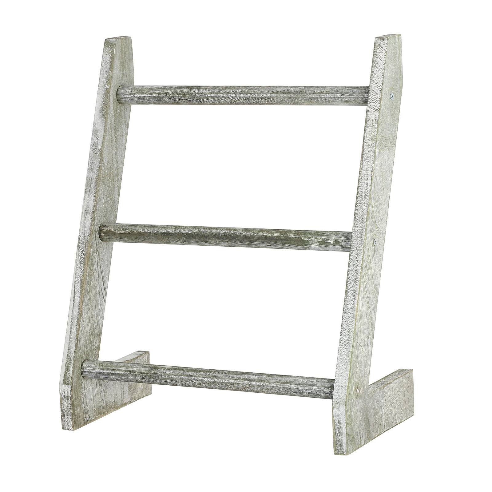 Front. Oumilen - Olive Green Wooden Ladder Towel Rack – Wall Mounted Bathroom Holder for Folded Towels - Olive Green.