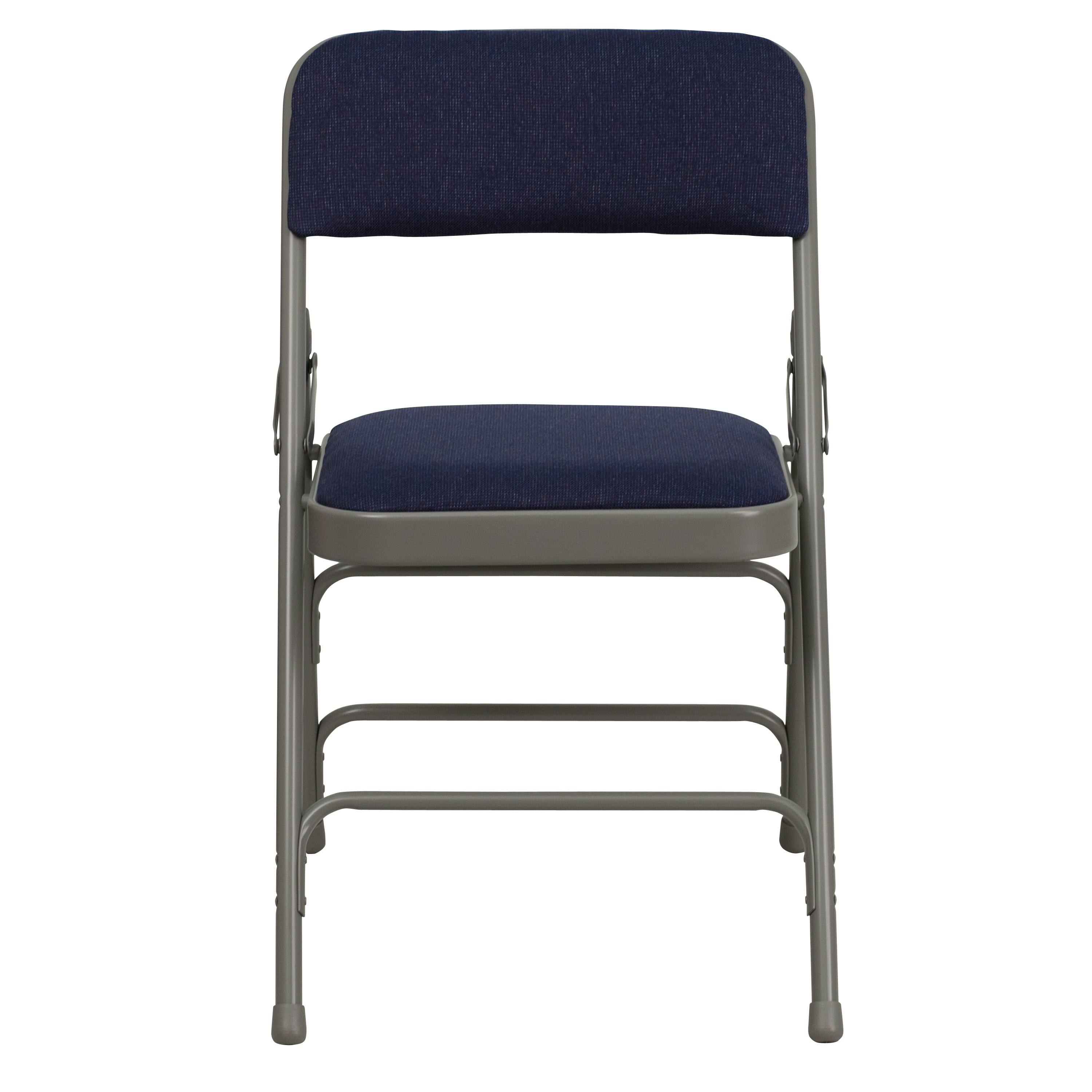 Alt View 8. Emma + Oliver - 2 Pack Home & Office Portable Party Events Padded Metal Folding Chair - Navy Fabric/Gray Frame.